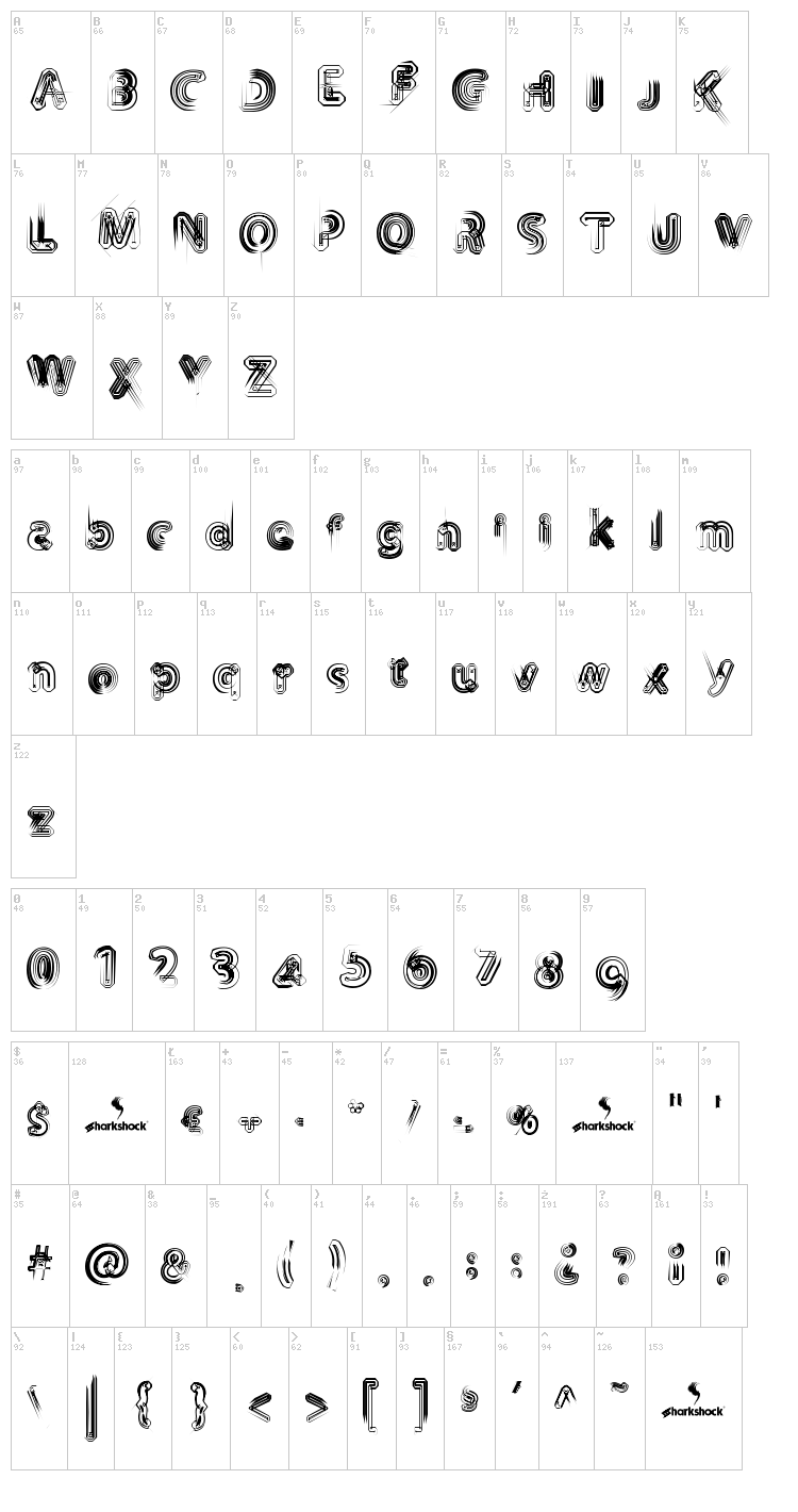 TH3 Machine font map